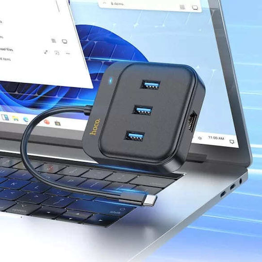 Hoco HB35 Hub 3 Θυρών USB 3.0 με σύνδεση USB-C / Ethernet