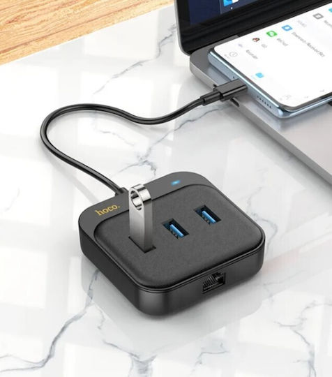 Hoco HB35 Hub 3 Θυρών USB 3.0 με σύνδεση USB-C / Ethernet