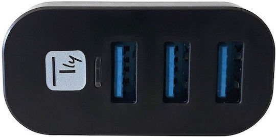 Techly Hub 3 Θυρών USB 3.0 με σύνδεση USB-A Γκρι
