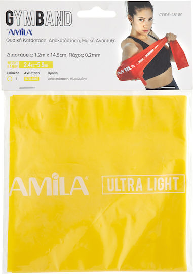 AMILA Widerstandsbänder Elastisches Band Sehr leicht Gelb 1,2m 1.2m