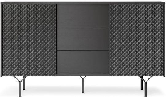 Sideboard Raven Wooden with Drawers Charcoal 144x38x83cm