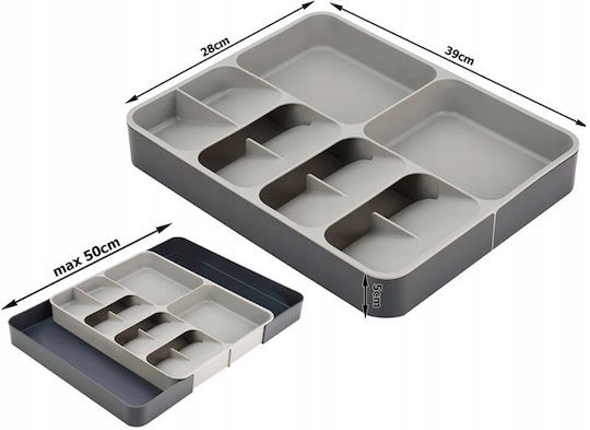 Verk Group Tăvi Pentru Tacâmuri De Sertar Rabătabilă Din Plastic 50x39x5cm Gri