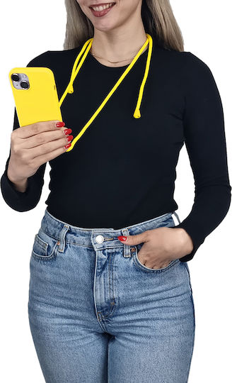 Silikonhülle mit Trageband für Samsung Galaxy A15 4G und Galaxy A15 5G, Gelb