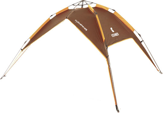 Keumer Αυτόματη Σκηνή Camping Igloo Καφέ με Διπλό Πανί 3 Εποχών για 3 Άτομα 220x210x120εκ.