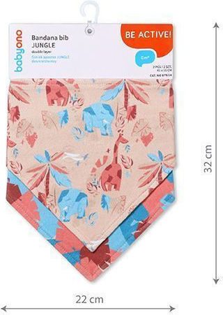 Babyono Jungle Bandana Baby Bibs 100% Cotton Grey for 0 m+ 2 Pieces