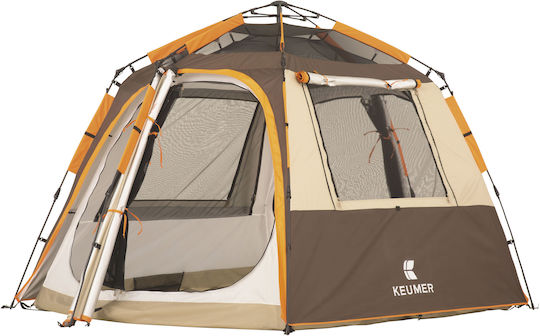Keumer Αυτόματη Σκηνή Camping Μπεζ με Διπλό Πανί 3 Εποχών για 4 Άτομα 320x220x170εκ.