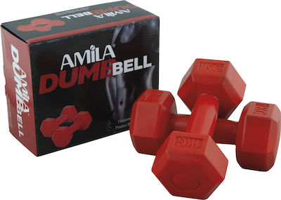 Amila Vinyl Set of Hexagon Dumbells 2 x 1kg