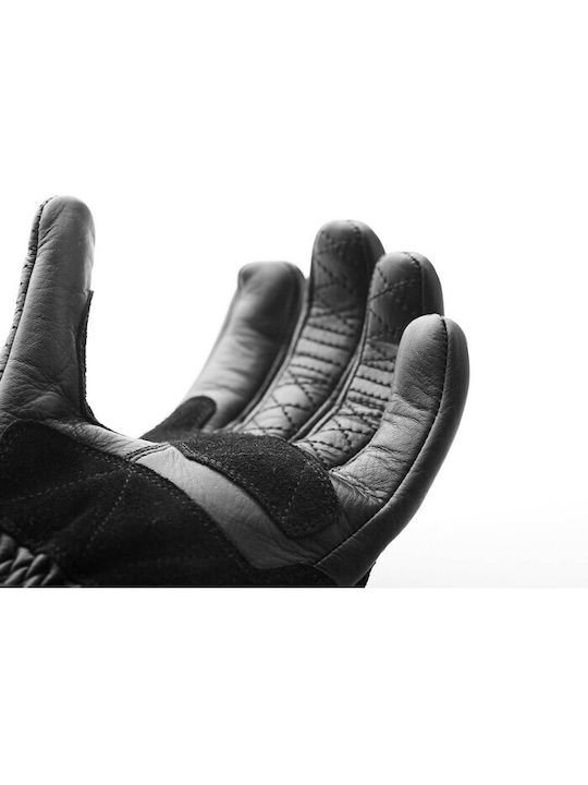 Fuel Motorcycles Καλοκαιρινά Ανδρικά Γάντια Μηχανής Δερμάτινα Μαύρα