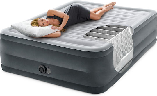 Intex Air Mattress Double with Integrated Electric Pump Comfort Plush Queen 203x152x56cm