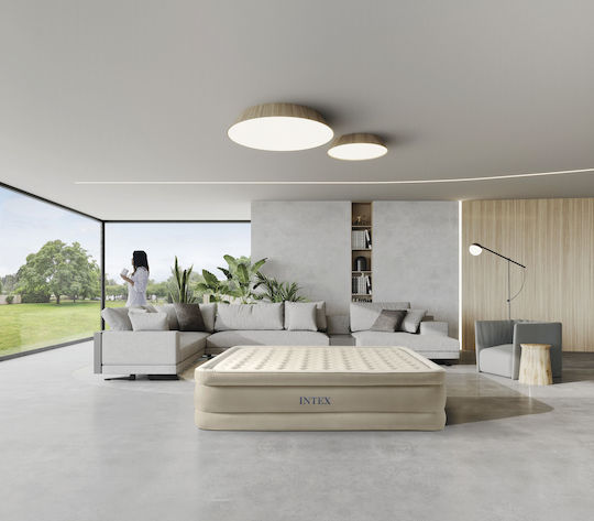 Intex Air Mattress Single with Integrated Pump Elevated Ultra Plush 191x99x46cm