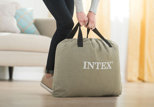 Intex Double Air Mattress with Integrated Electric Pump Pillow Rest Raised 203x152x42cm
