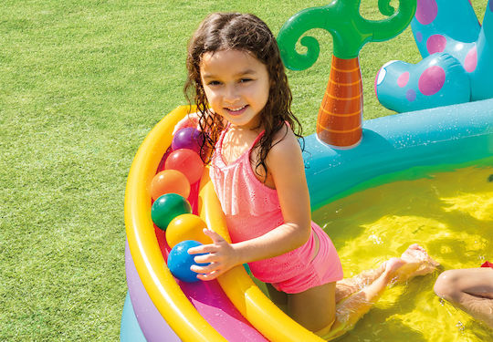 Intex Dinoland Play Center Παιδική Πισίνα 280lt Φουσκωτή 302x229x112εκ. Η Χώρα των Δεινοσαύρων