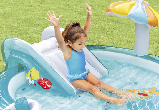 Intex Gator Play Center Детски Кръгъл Басейн 160л Надуваем 201x84см Светлосин
