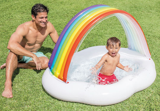Intex Rainbow Cloud Baby Children's Oval Swimming Pool 82lt Inflatable 142x142x84cm White