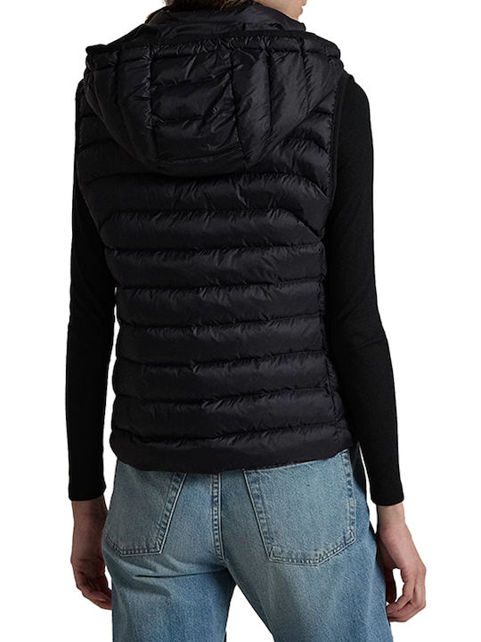Ralph Lauren Women's Short Lifestyle Jacket Waterproof for Winter with Hood Black