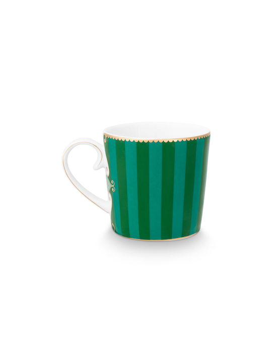 PiP Studio Love Birds Medallion Stripes Mug from Porcelain Green 150ml