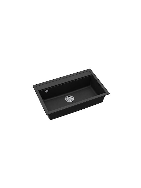 Quadro SQQ103 Drop-In Kitchen Sink Made of Liquid Granite L79xW51cm Black