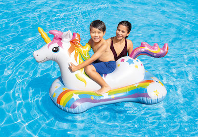 Intex Παιδικό Φουσκωτό Ride On Θαλάσσης Unicorn με Χειρολαβές Λευκό 163εκ.