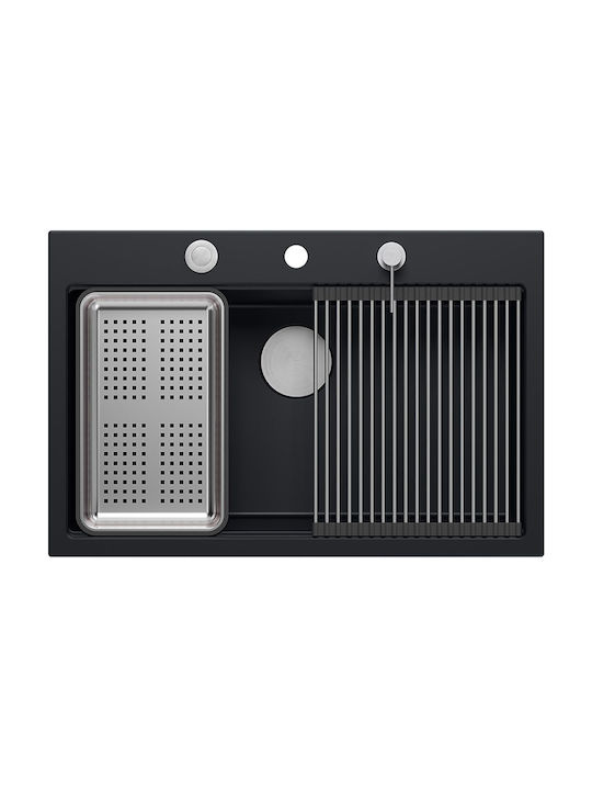 GraniteQ Marc Ένθετος Νεροχύτης Inox Μ76xΠ50cm Γκρι