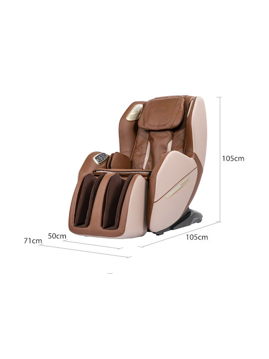 A166 Πολυθρόνα Relax Massage με Υποπόδιο από Δερματίνη Καφέ 71x155x105cm