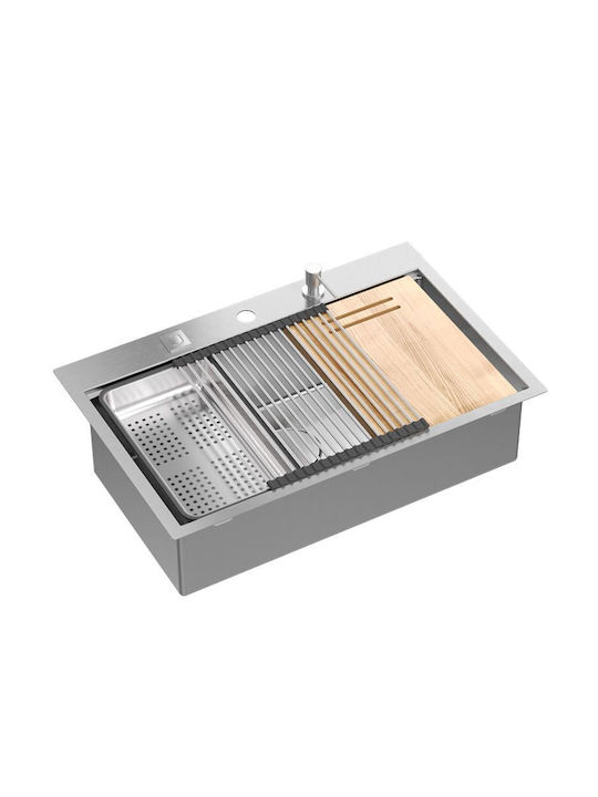 GraniteQ Drop-In Chiuvetă Inox L76xW50cm Gri