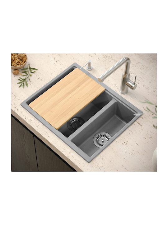 GraniteQ Drop-In Chiuvetă din Granit Sintetic L56xW46cm Gri