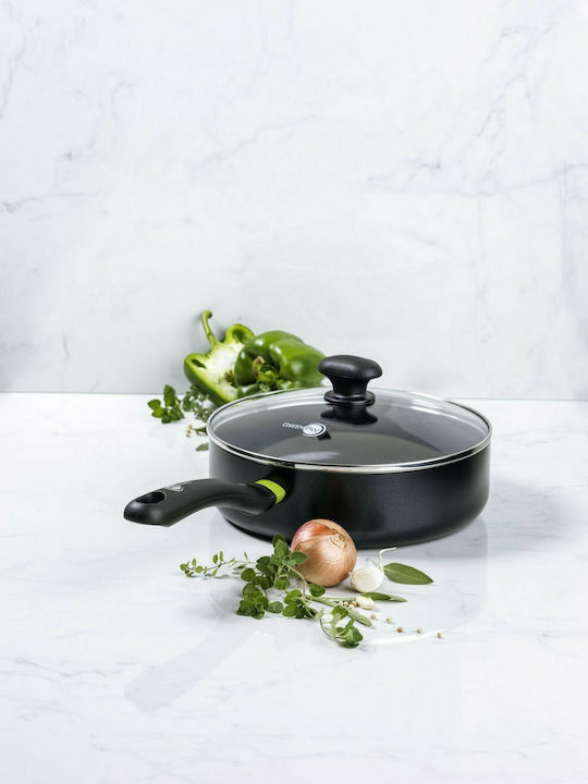 Green Pan Pan With Lid made of Aluminum Black 24cm