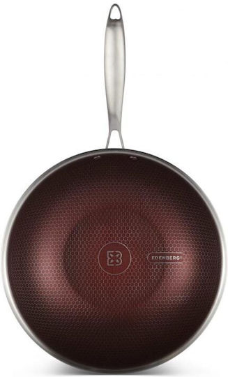 Edenberg Wok With Lid made of Stainless Steel with Non-Stick Coating 30cm