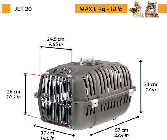 Orange_ferplast Jet 20 Transport Cage 37x57x33 Cm