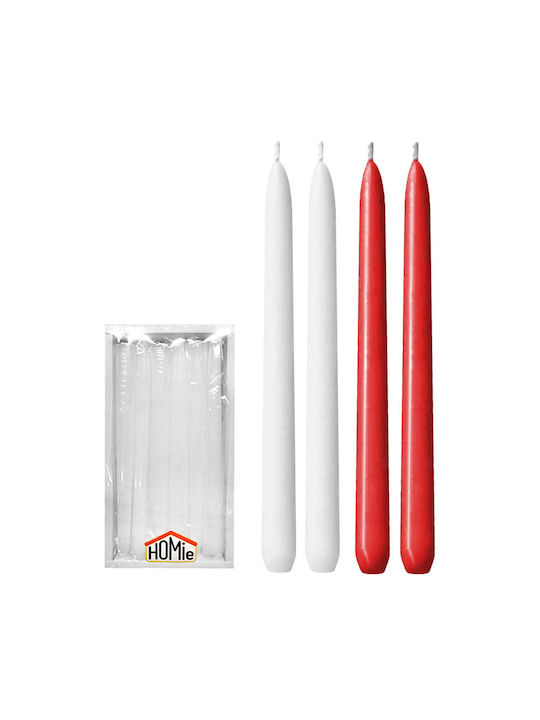 HOMie Dekoratives Kerze Kegel Rote 20cm 12Stücke