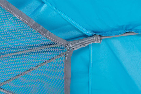 Escape Folding Beach Umbrella Aluminum Diameter 2.2m with UV Protection and Air Vent Light Blue