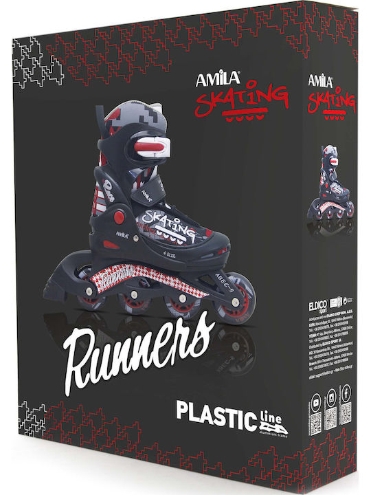AMILA Inline Einstellbar Rollers Schwarz Erwachsene/Kinder