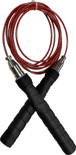 AMILA Wire / PVC Jump Rope with Ball Bearings Red Speed Rope Powergrip SL 3m