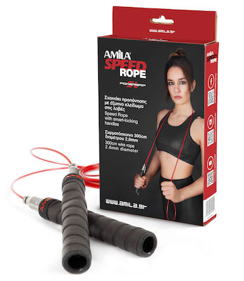 Amila Wire / PVC Jump Rope with Ball Bearings Red Speed Rope Powergrip SL 3m