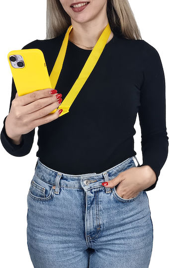 Sonique Strap Back Cover Silicon 0.5mm cu Curea Galben (Redmi Note 13 Pro+)