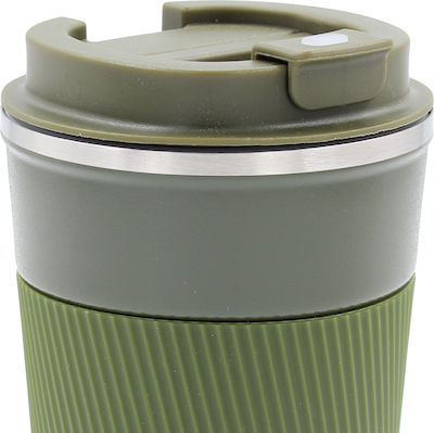 Cana Termos din Oțel Inoxidabil Vacuum 380 ml Φ8.7x14.5 cm Mâner din Silicon Verde Keskor 42655-2