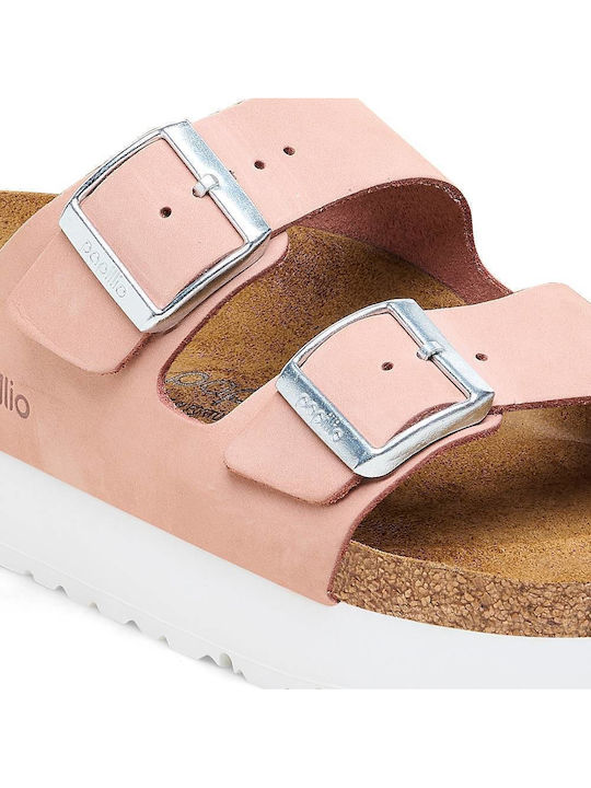 Arizona Leather Women's Flat Sandals Anatomic in Pink Color Narrow Fit