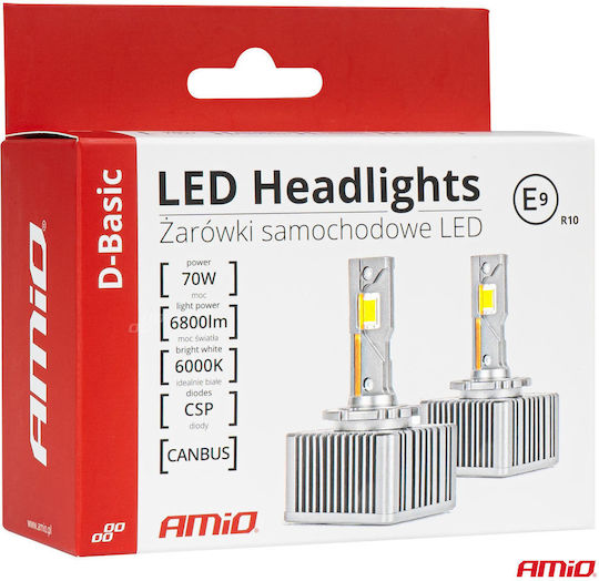 AMiO Lamps Car D4S / D4R Canbus LED 6000K Cold White 12V 70W 2pcs