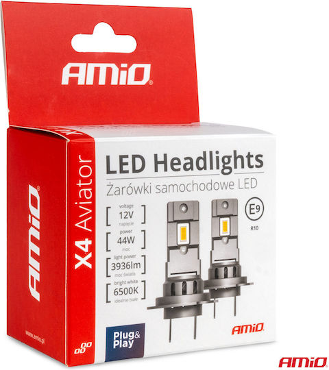 AMiO Lamps Car HIR2-9012 Canbus LED 6500K Cold White 12V 44W 2pcs