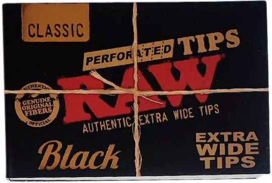 Hartie pentru tigari Raw Tips Black Extra Wide neprelucrata 40 foi 36 pachete