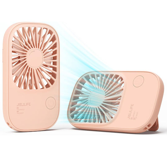 Jisulife Luxury Small Desktop Fan Life2 Fa49 Portable Rechargeable USB Ultra-thin 3 Speeds 2000mAh Pink