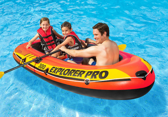 Intex Explorer Pro 300 Inflatable Boat for 3 Adults Red with 2 Paddles and Pump 244x177cm