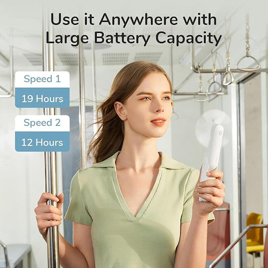 Луксозен преносим мини вентилатор Jisulife Life8 F8 2000mAh акумулаторен USB фенер функция бял