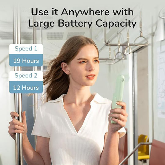 Jisulife Луксозен Преносим Мини Вентилатор Life8 F8 2000mAh Презареждащ се чрез USB Фенерче Зелен