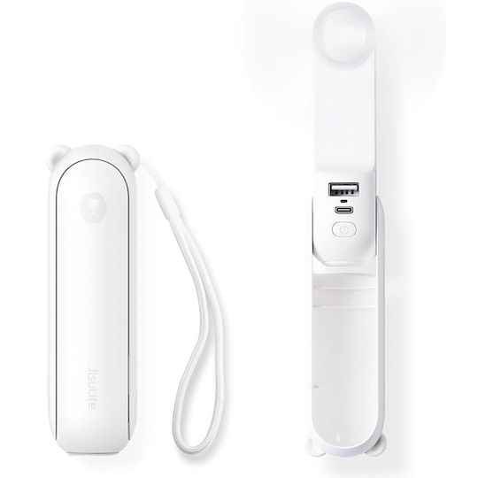 Луксозен преносим мини вентилатор Jisulife Life8 F8 2000mAh акумулаторен USB фенер функция бял