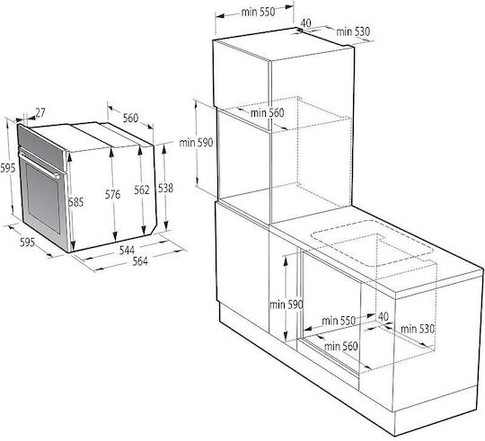 Gorenje Φούρνος άνω Πάγκου 77lt Π59.5εκ. Inox