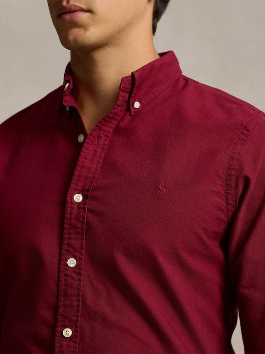 Long-sleeved Denim Shirt Red