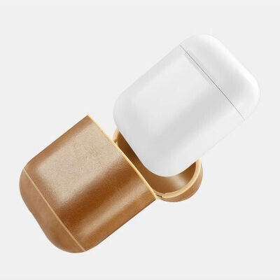 iCarer Θήκη Δερμάτινη με Γάντζο σε Καφέ χρώμα για Apple AirPods 1 / AirPods 2