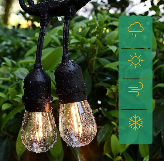 Hanging Solar Light Garland Warm White 2700K with Photocell and Remote Control IP44