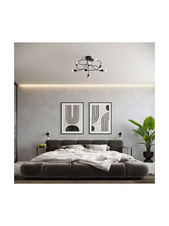 Sollux Ceiling Mount Light Black with Socket E27